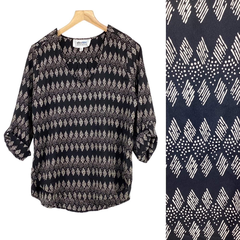 ALICE BLUE STITCH FIX V NECK TOP BLOUSE